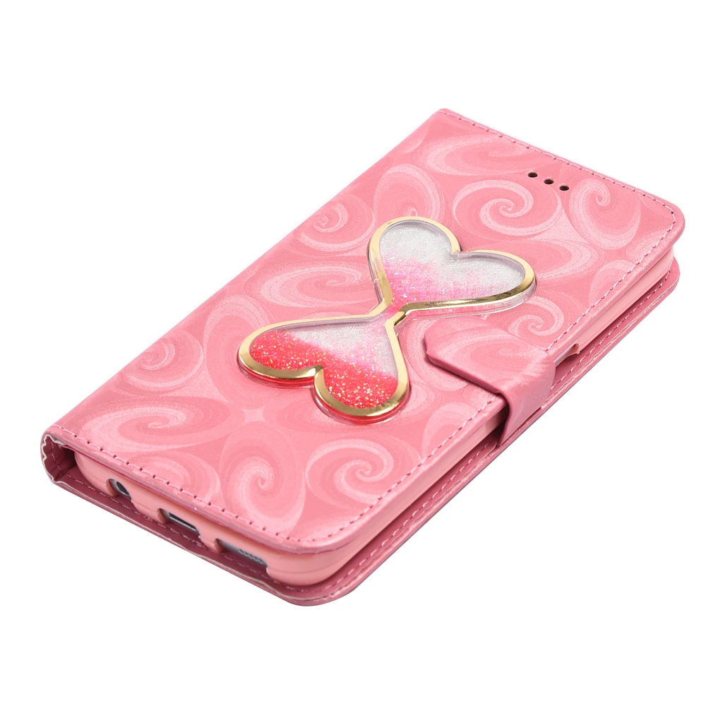 Love Heart Quicksand leather Wallet Case For Samsung Galaxy S7 Cover Flip Phone for Edge Shell | Мобильные телефоны и