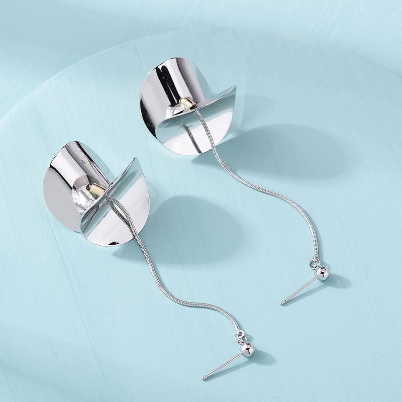 Wild&ampFree Luxury Jewelry Curved Discs Irregular Drop Earrings Gold Silver Color CCB Bead Earring For Women Anniversary Gift | Украшения