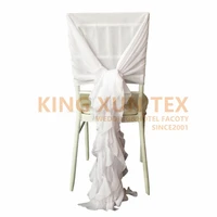 white color chiffon chair cover cover hood with ruffles willow chair covers for wedding decoration