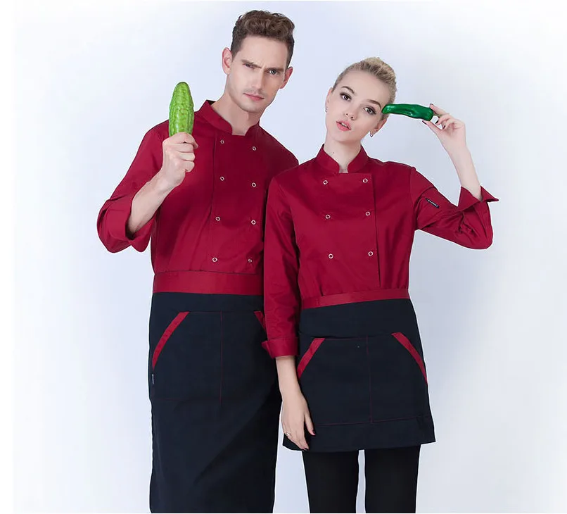 Женская форма шеф повара с длинным рукавом для ресторана и пятизвездочного отеля