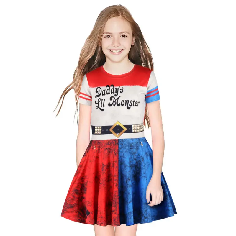 Летнее платье для девочек Повседневное в готическом стиле с 3D принтом Луны