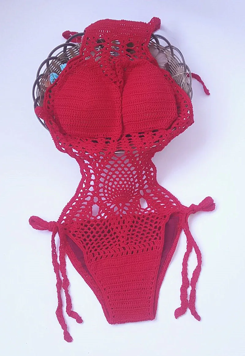 Sexy One Piece Swimsuit Women Bandage Monokini Swimwear Bathing Suits Swimming Knitted Hollow out Beachwear | Спорт и развлечения