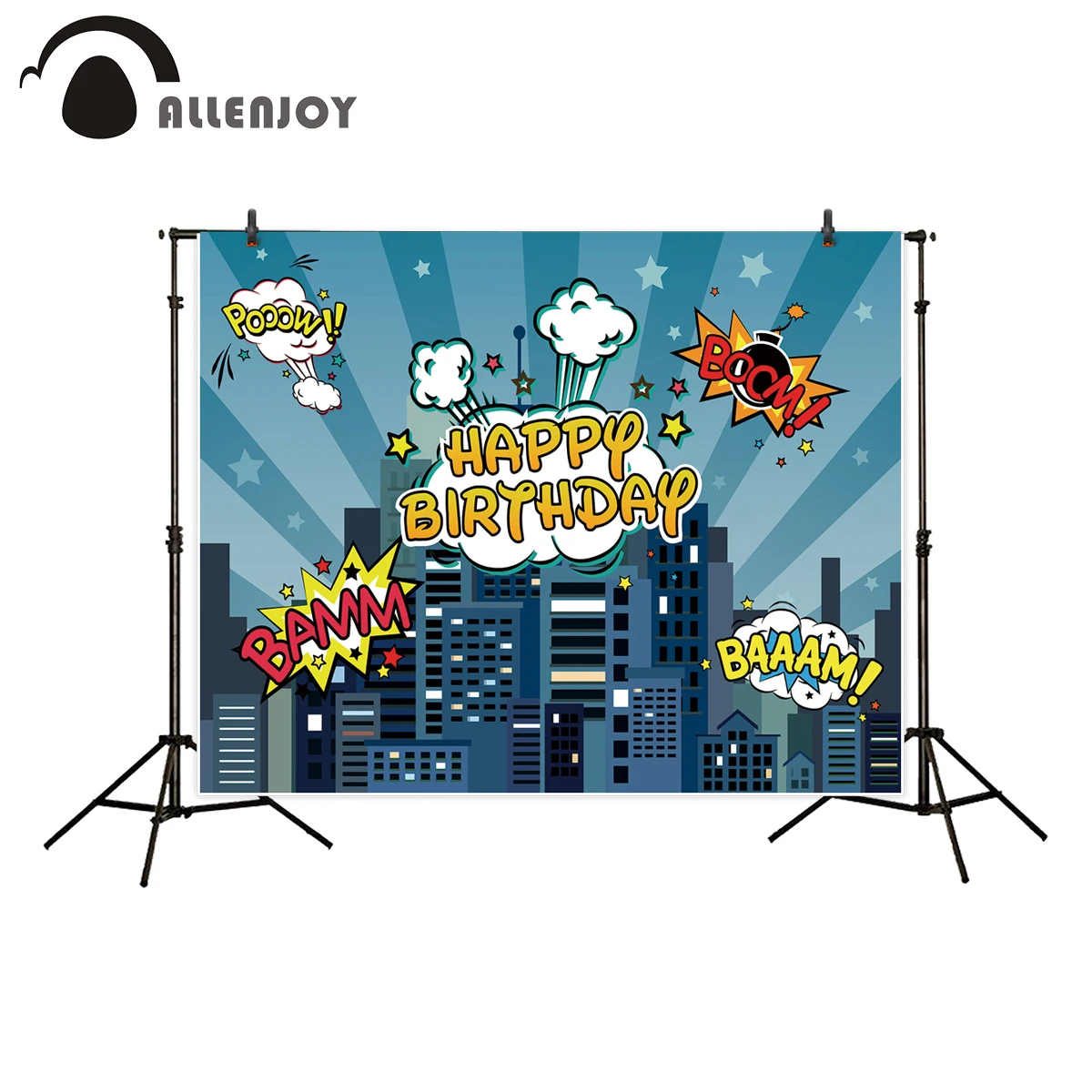 Allenjoy детский фон для фотографии современный город супергерой украшение торта на