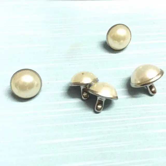 1000PCS 10mm White Color Pearl Rivet with Nickel Accent Rims Flatback Bling Gems Resin Acrylic Flat