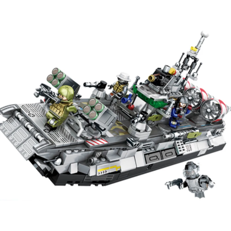 LWKO 4 в 1 военный морской корабль лодка строительные блоки Совместимость Legoed