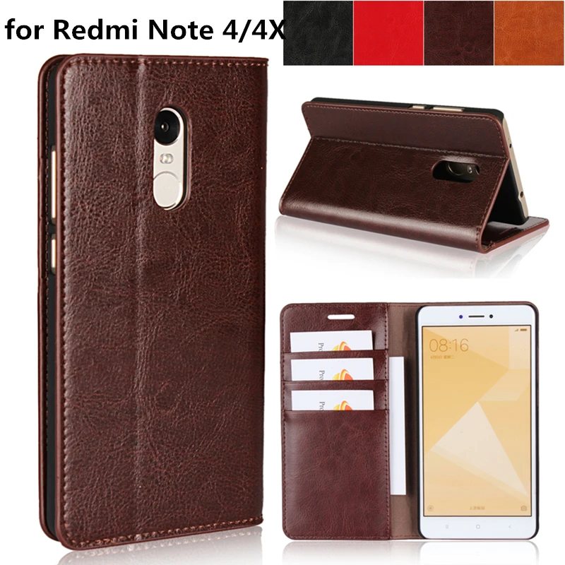 Роскошный чехол бумажник для Xiaomi Redmi Note 4/Redmi 4X Премиум кожаный флип телефона сумки