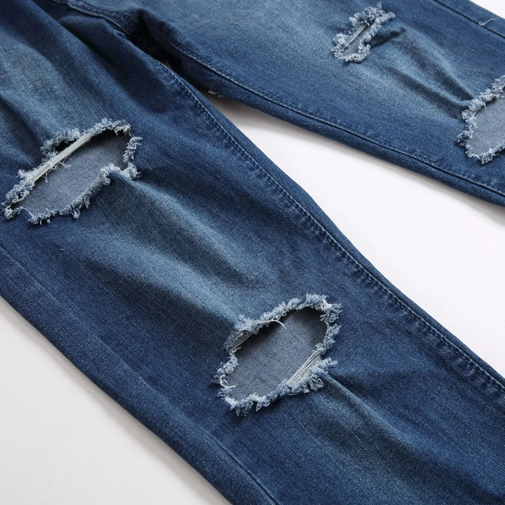 

YiQuanYiMei fashion denim casual Slim ripped jeans for men jeans skinny Hole biker jeans mens distressed jean Pants