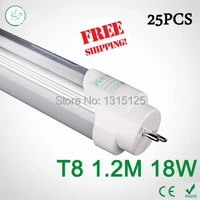 25pcs 4ft led tube t8 1200mm 18w ac 85v 265v smd2835 equal to conventional lamp 40w 4000k led fluorescent light via fedex