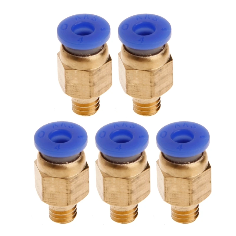 

5Pcs PC4-M6 Pneumatic Straight Fitting Connector for 4mm OD Tubing M6 6mm Reprap