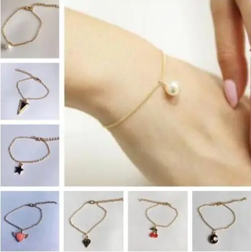 Женский простой браслет геометрический треугольный из сплава с Луной и пятью