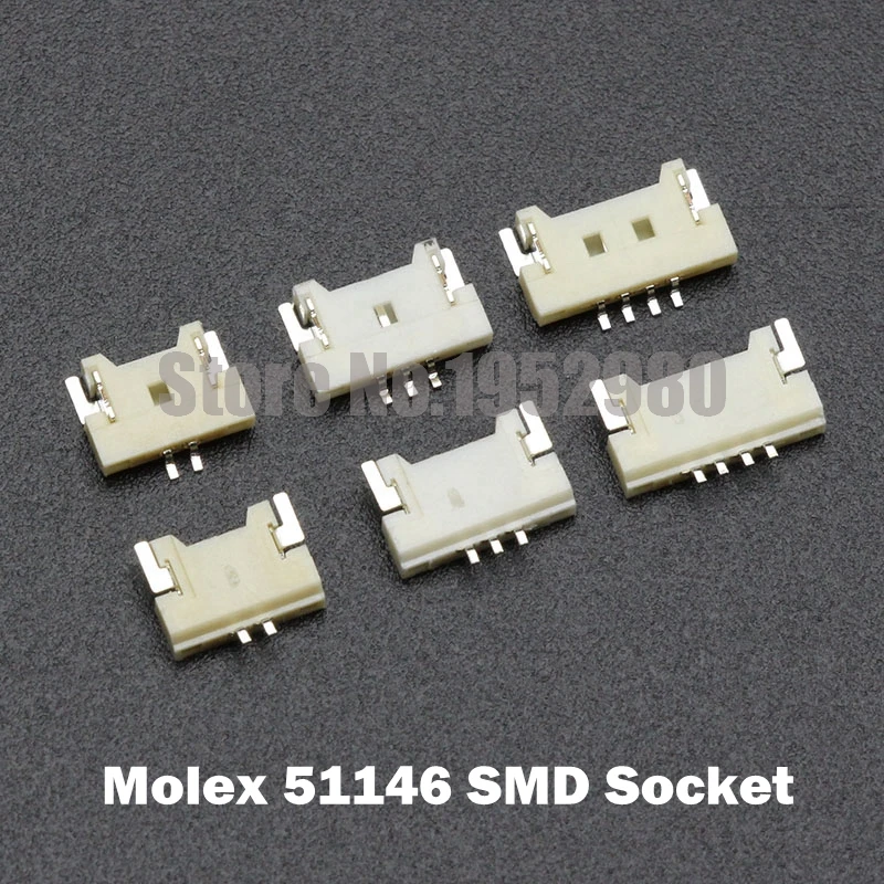 50 шт. 1 25 мм Шаг Соединитель с пряжкой MOLEX 51146 SMT горизонтального типа гнездо