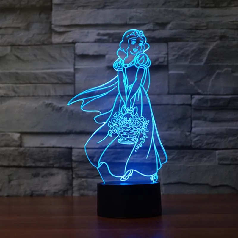 

Принцесса 3D ночник лампы 7 видов цветов Изменение USB зарядка Светодиодные ночные светильники для маленьких девочек новые подарки