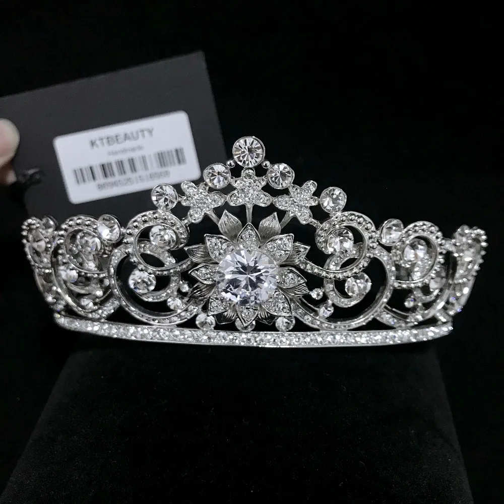 Серебряная винтажная Роскошная циркониевая корона тиара модная повязка для