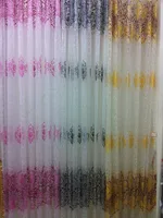 CS 129 German handmade printing floral home sheer Curtain fabric 3 colors 4 sizes Rod-packet (One Panel) custom diy sheet