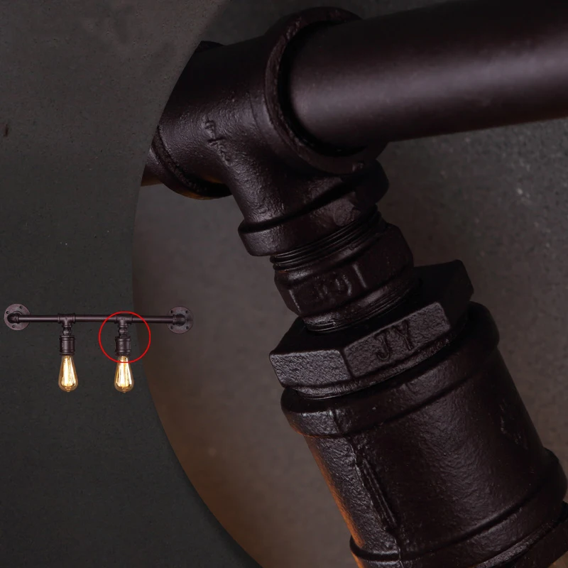 

2 light Loft Vintage Style Industrial Wrought Iron Water Pipe Wall lamp Cafe Bar Lighting