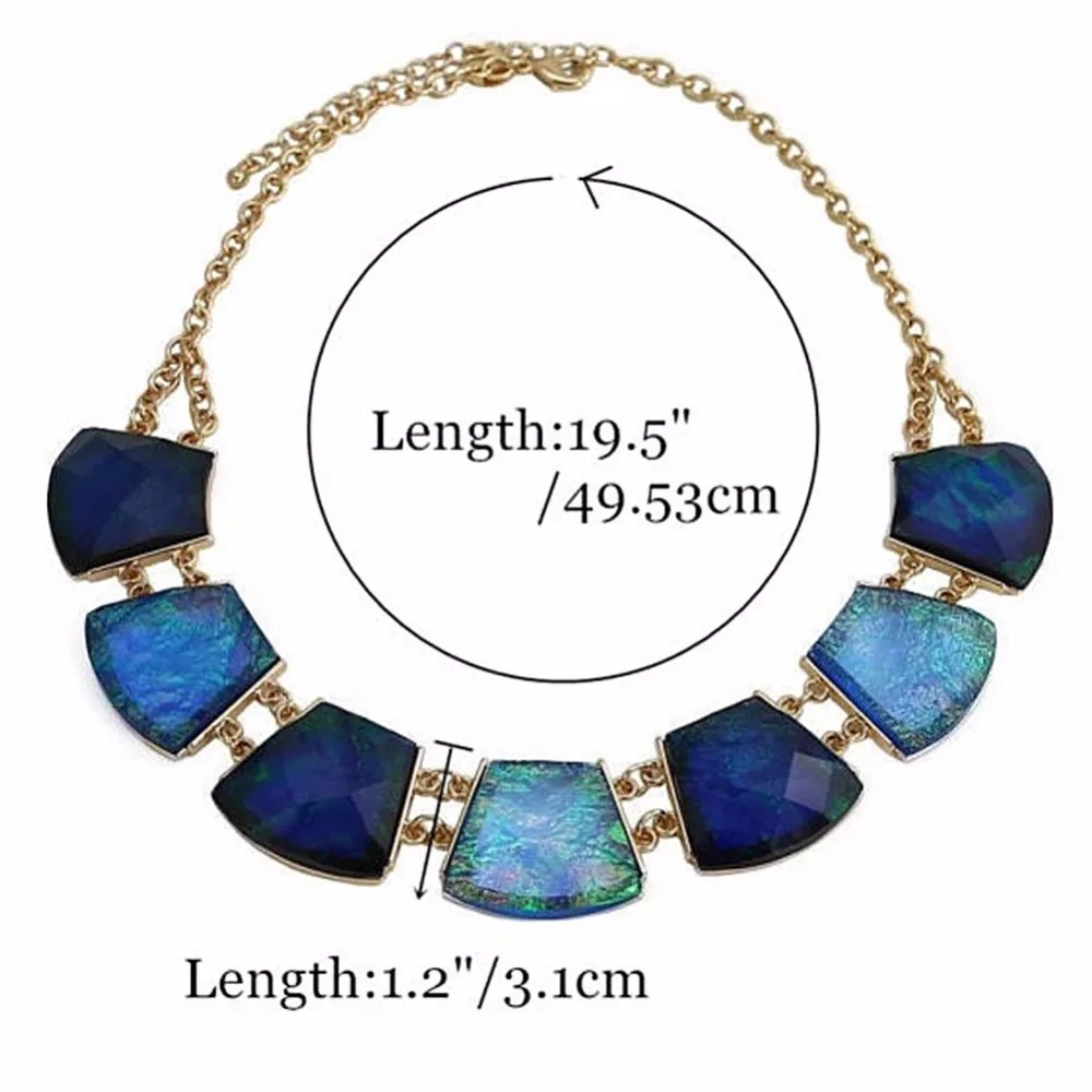 TrinketSea Multi Color Round Shining Statement Necklace For Women Short Bib Choker Geometric Cut Golden Chain Fashion Jewelry | Украшения и
