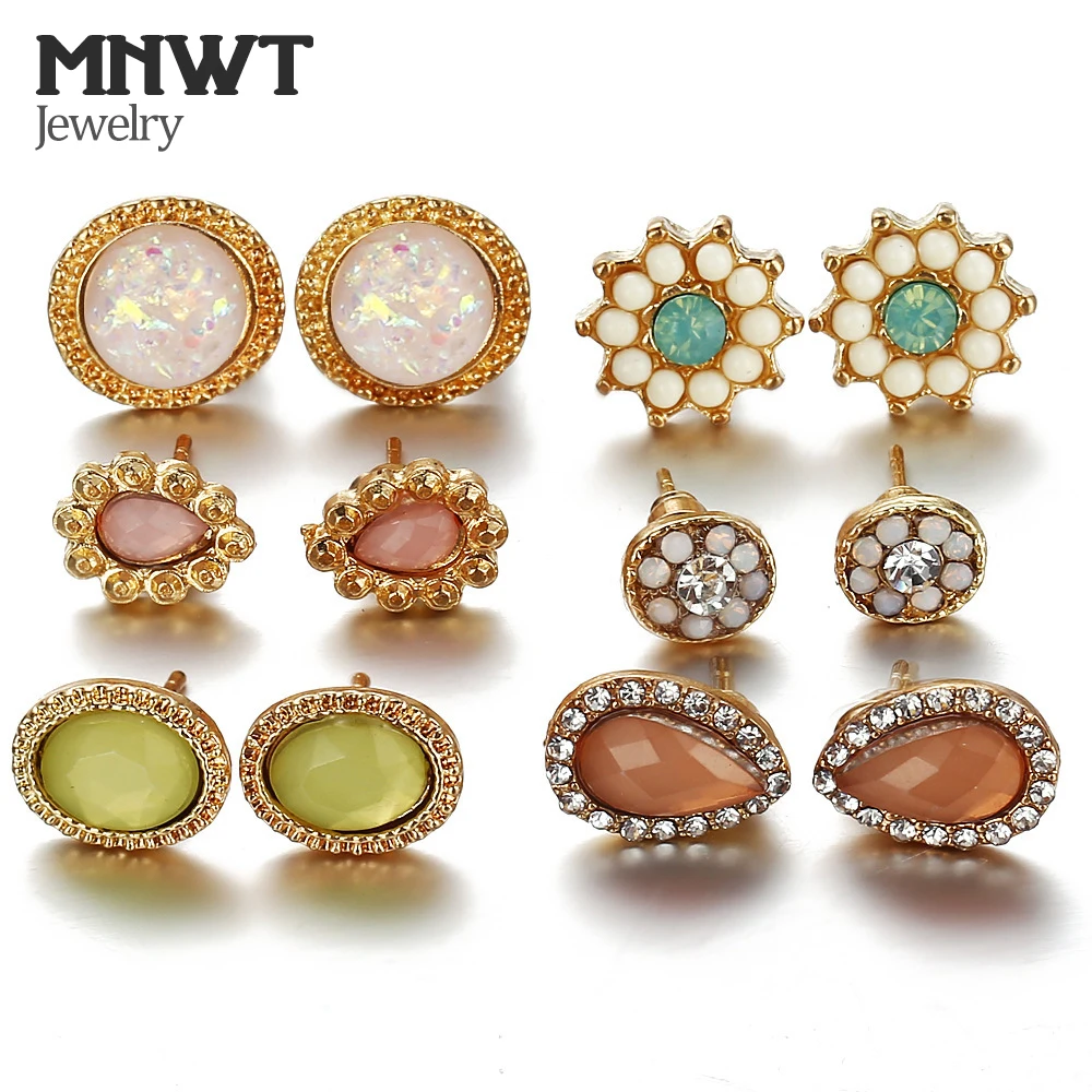 Женские серьги с капельками воды MNWT элегантные круглые кристаллами 6 пар/уп.