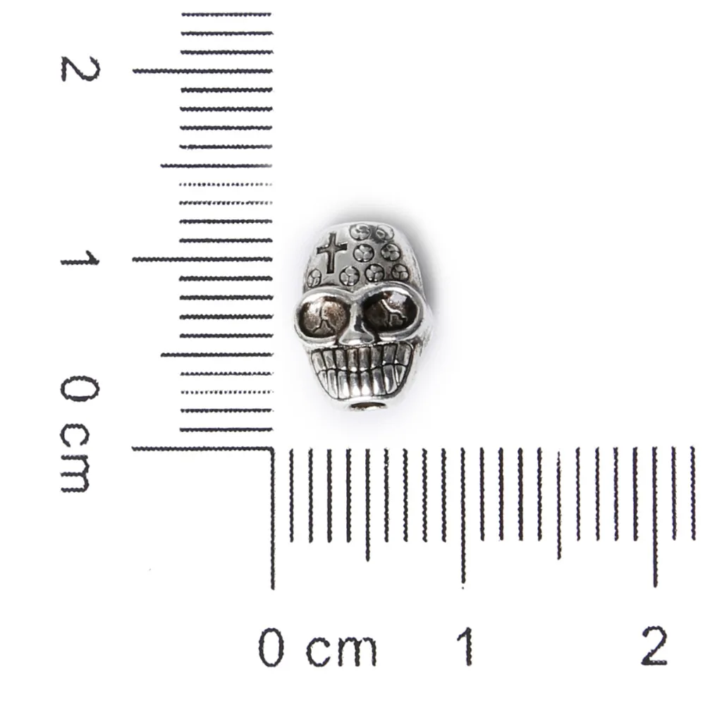 Высокое качество 8X10mm 7X10mm 11 шт череп бусины Подвески кулон покрытый серебром