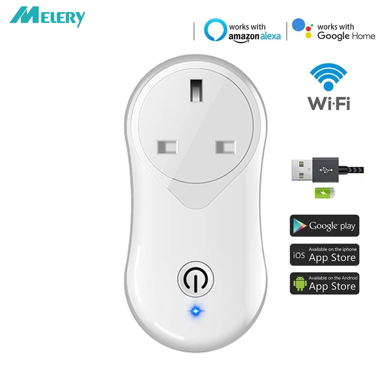 Умная штепсельная вилка WiFi с разъемом таймера и usb портом для зарядки розетка