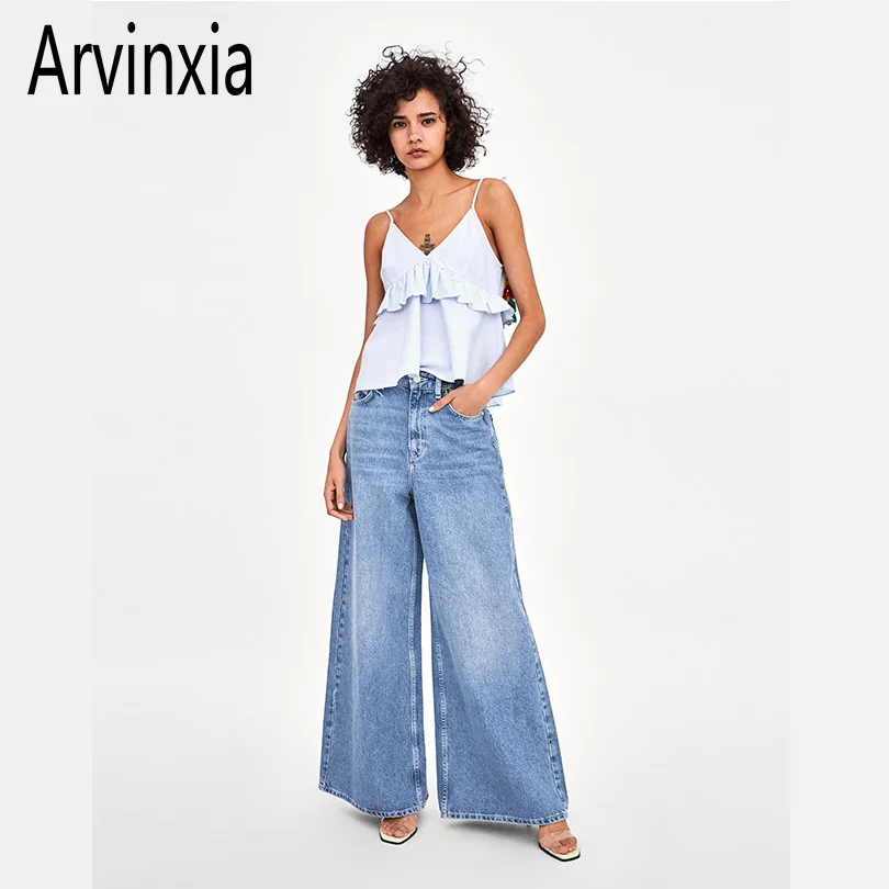 Arvinxia ZA сексуальные однотонные женские рубашки модные топы на тонких бретелях с