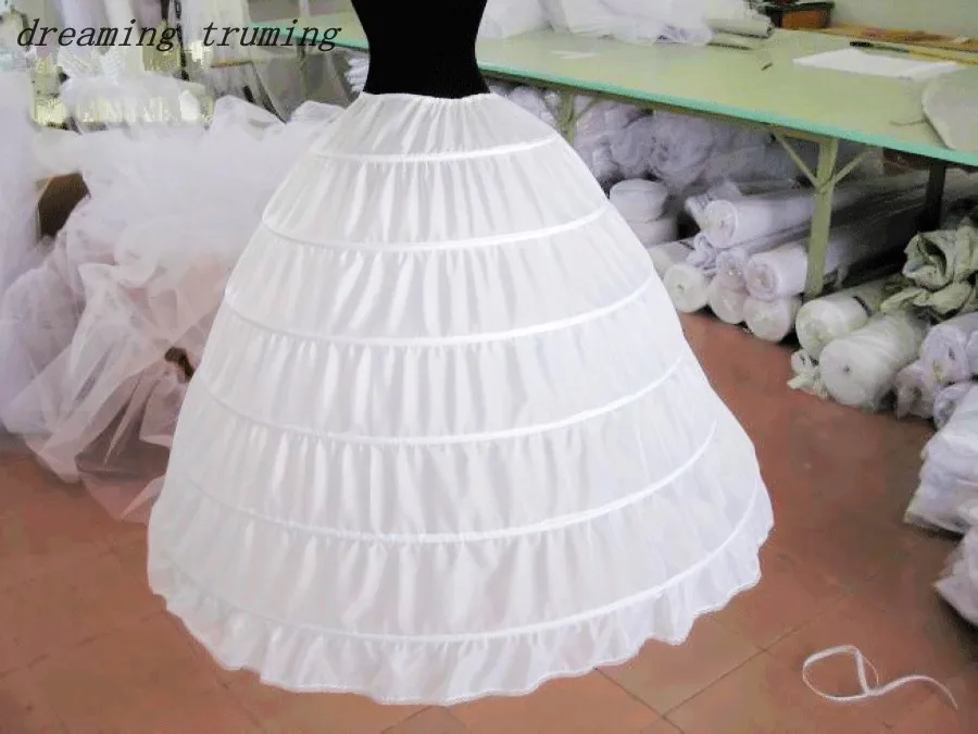 Горячая Распродажа белое свадебное платье Нижняя юбка 6 обручей дешевое бальное