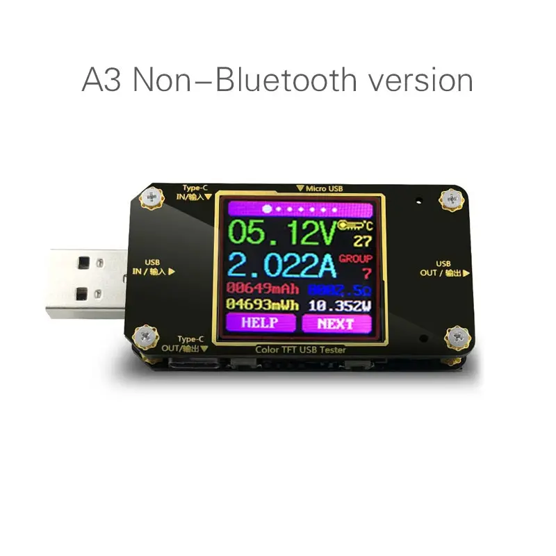 A3/A3-B USB Тестер DC Цифровой вольтметр amperimetro измеритель напряжения тока Вольт Ампер Амперметр детектор power bank индикатор зарядного устройства - Цвет: No-Bluetooth version