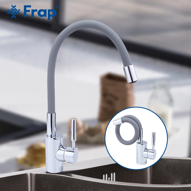 

Frap Kitchen Faucets Silica Gel Nose Rotation Black kitchen Faucet Any Direction Cold and Hot Water Mixer Torneira Cozinha F4053