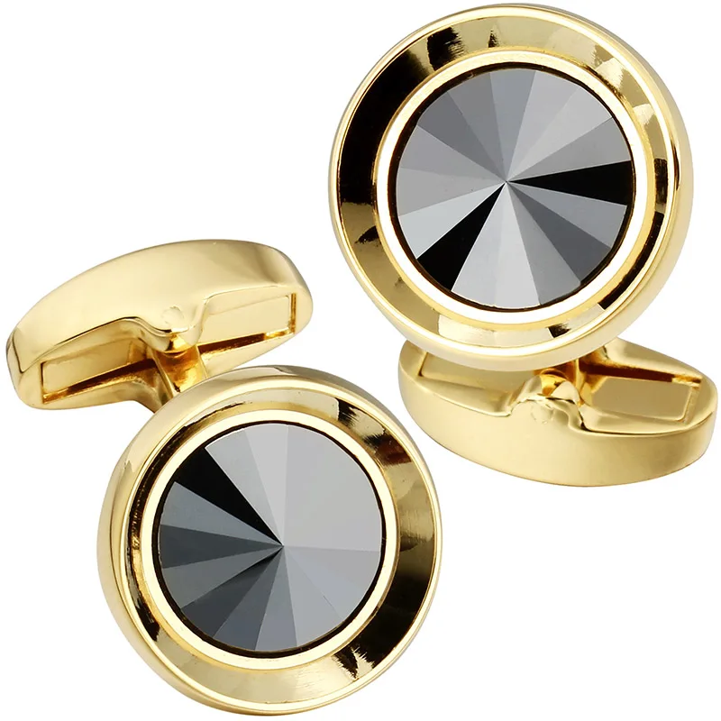Gold and grey HAWSON запонки для мужчин-модные многоцветные мужские запонки с кристаллами Swarovski, французские запонки для рубашек, для повседневного прополка, бизнес с логотипом - Окраска металла: Gold and grey