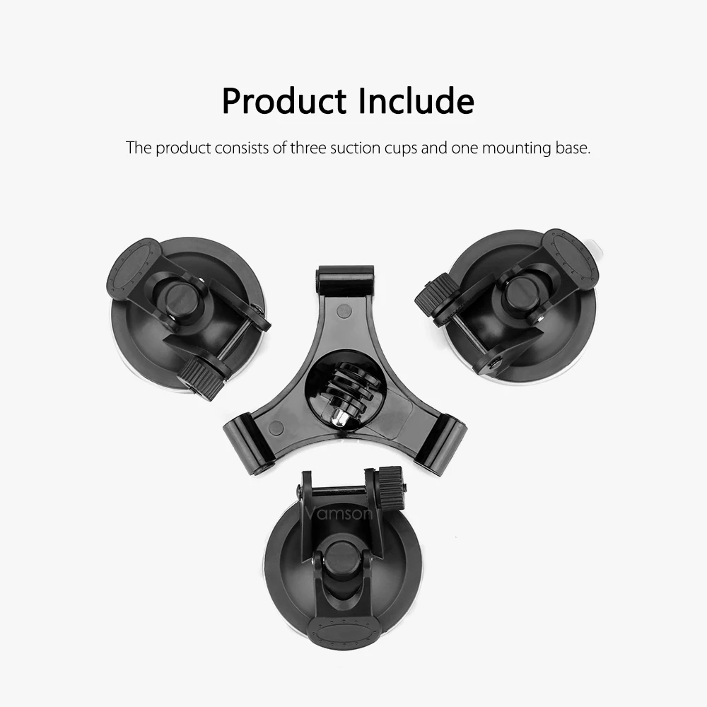 Vamson для Go pro Аксессуары Крепление тройной ноги присоска Yi Gopro Hero 7 6 5 4 DJI OSMO