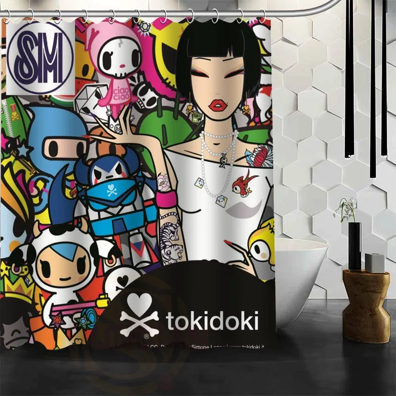 Водонепроницаемая занавеска для душа Tokidoki ванной из полиэстера с защитой от