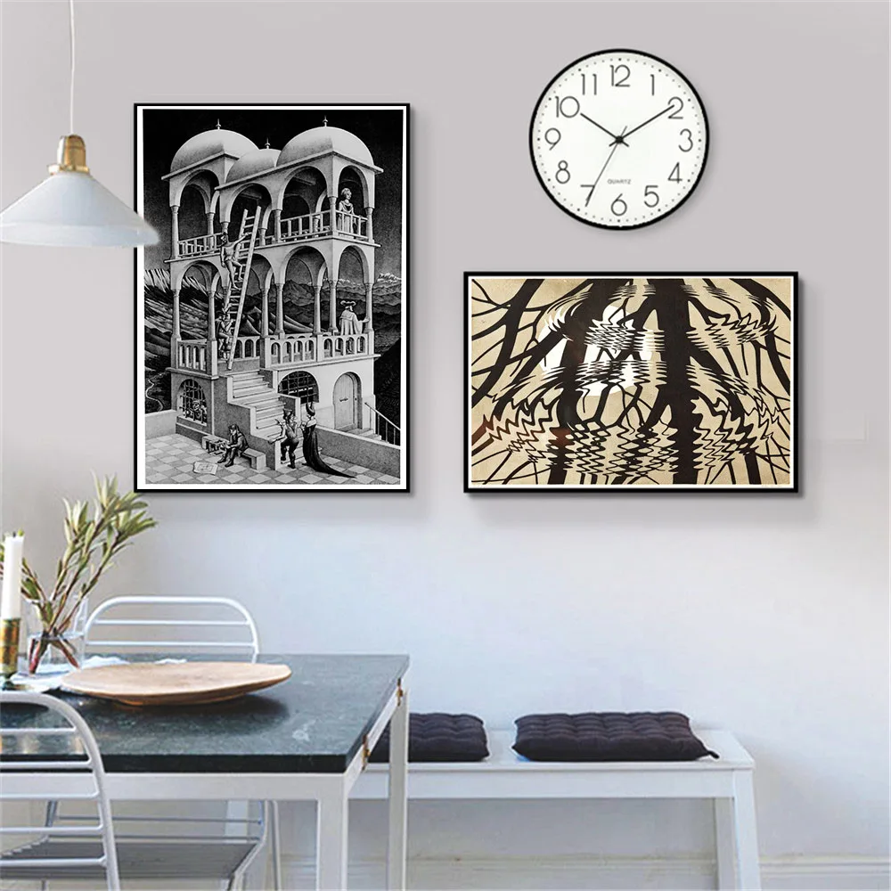 

Escher геометрический художественный Рисунок на холсте, картина маслом на холсте, художественные настенные картины для украшения гостиной