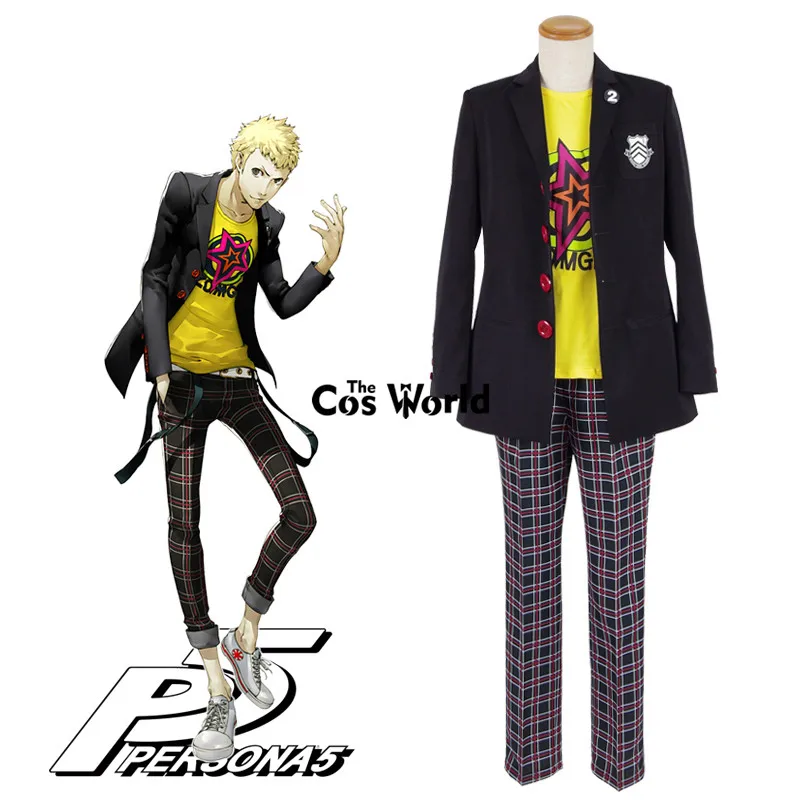 

Костюм для косплея Persona 5 Ryuji Sakamoto, футболка, топы, штаны, Униформа, наряд для игр