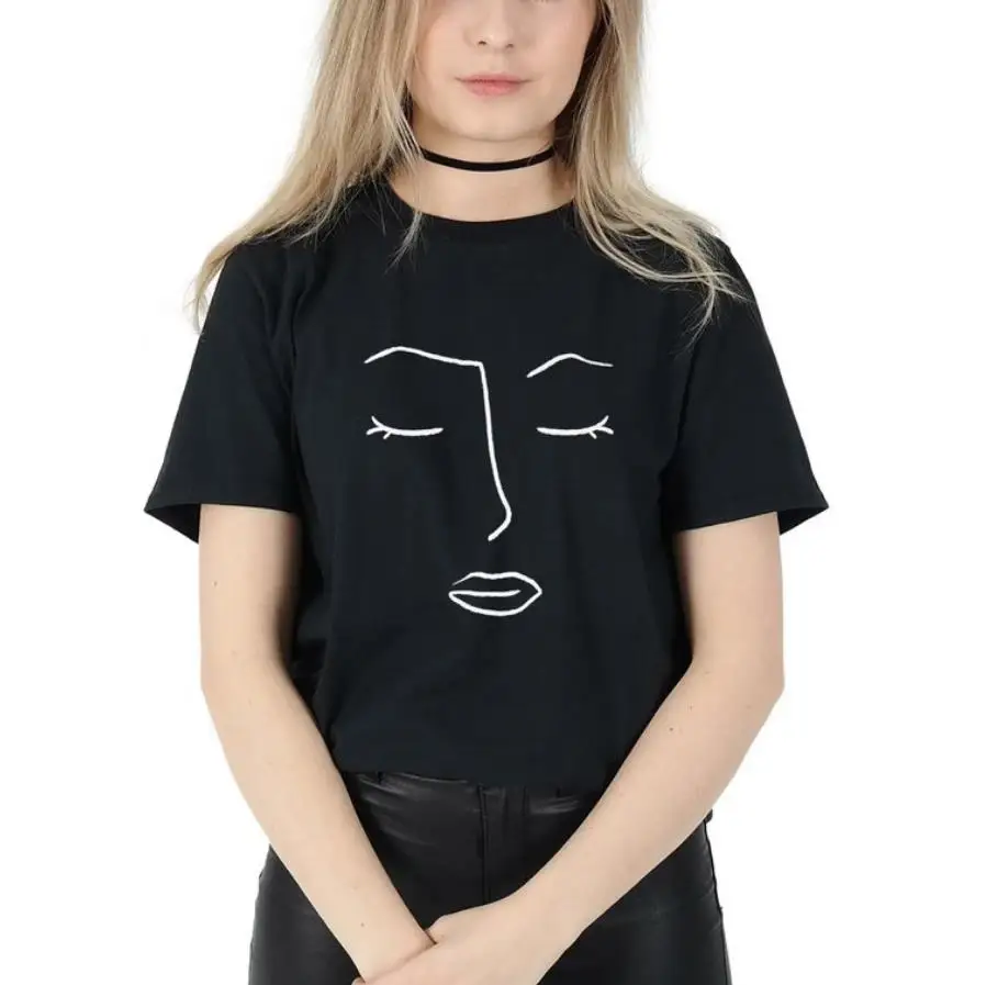 

Line Art Face abstract Women tshirt Casual Cotton Hipster Funny t-shirt For Lady Yong Girl Top Tee Drop Ship ZY-122