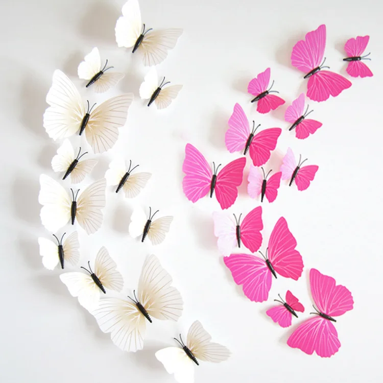 Лидер продаж 3D настенное украшение в виде бабочки Decals12pcs 6big + 6 маленький ПВХ