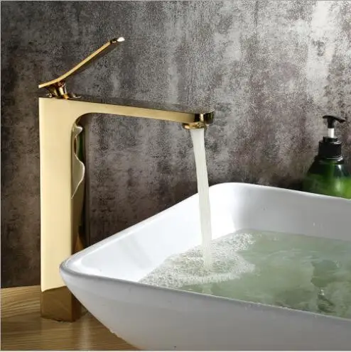 Новое поступление модный полированный кран для раковины высокое золотое