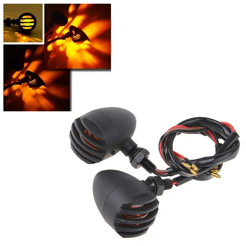 

Pair Grill 12V Motorcycle Turn Signal Indicator Light For Harley Chopper Bulb