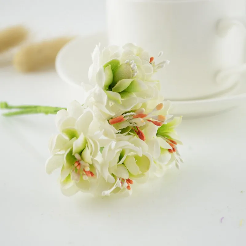 Искусственные шелковые тычинки, 6 шт., для украшения свадьбы, рукоделия, букет невесты «сделай сам», декоративный подарок, венок для скрапбукинга