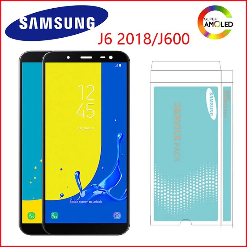 Оригинальный 5 6 ''AMOLED для samsung Galaxy J6 2018 lcd J600F J600 ЖК дисплей с сенсорным экраном в