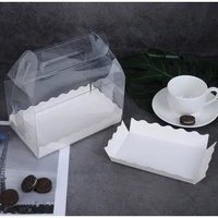 10 set clear bakery cake box plastic paper pad transparent birthday roll cake holder container cardboard container packaging bag