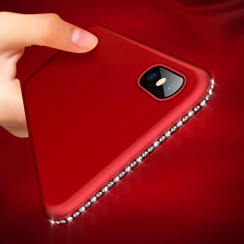 Силиконовый чехол со стразами для iPhone X 5 7 8 6 6S Plus 7Plus 8Plus Блестящий Мягкий матовый
