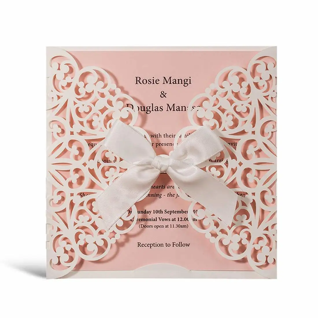 

Приглашения на свадьбу, квадратные, лазерная резка, 100 шт., кружевная лента ручной работы, пустые открытки на день рождения, с конвертами и ро...