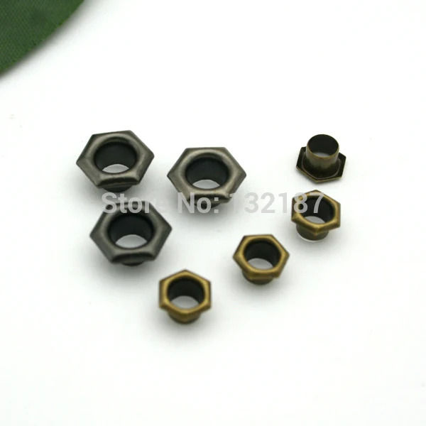 

400sets/lot metal eyelets with washer hexagon / sexangle metal grommets for garments shoes free shipping JY-010