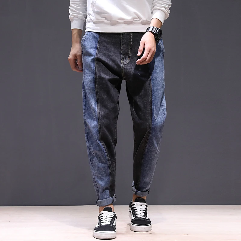 

Style Vintage Design Color Spliced Loose Fit Big Pocket Cargo Pants Jeans