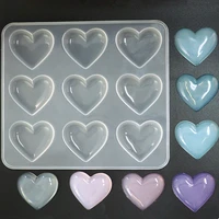 small heart silicone mold 9 cavity puffy heart mold flat heart mould clear mold for uv resin kawaii crafts 1pc