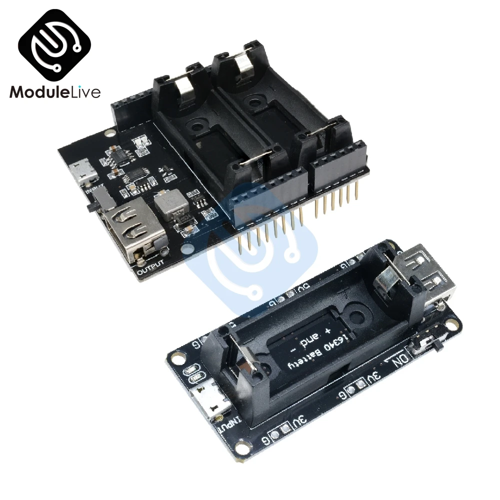 

16340 Двойной внешний аккумулятор модуль зарядки аккумулятора ESP8266 ESP32 перезаряжаемый Держатель литиевая батарея зарядное устройство плата для Arduino R3