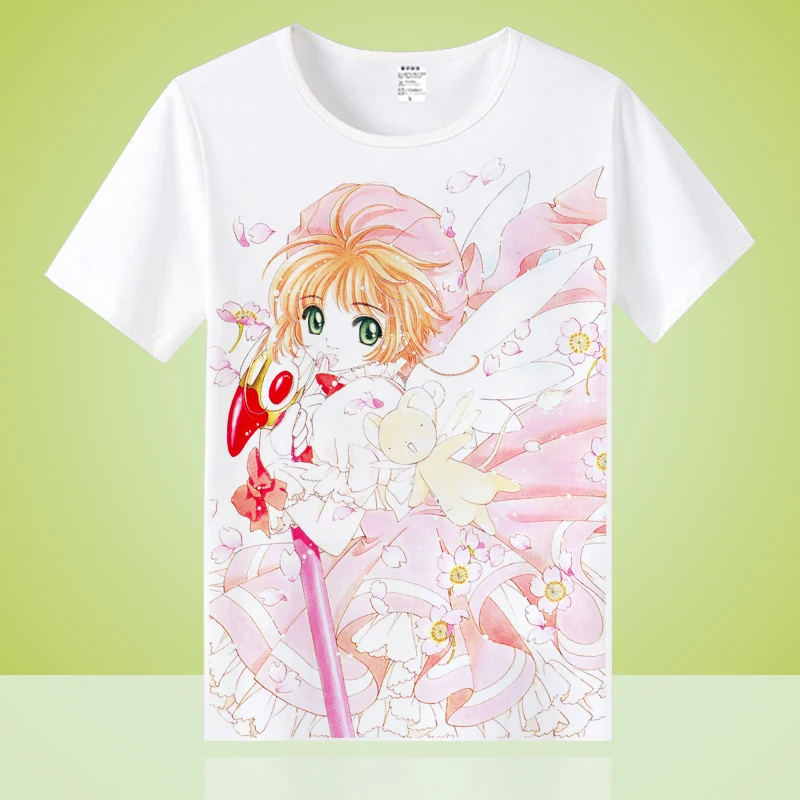 Футболка Cardcaptor Sakura с коротким рукавом белая футболка футболки для подростков