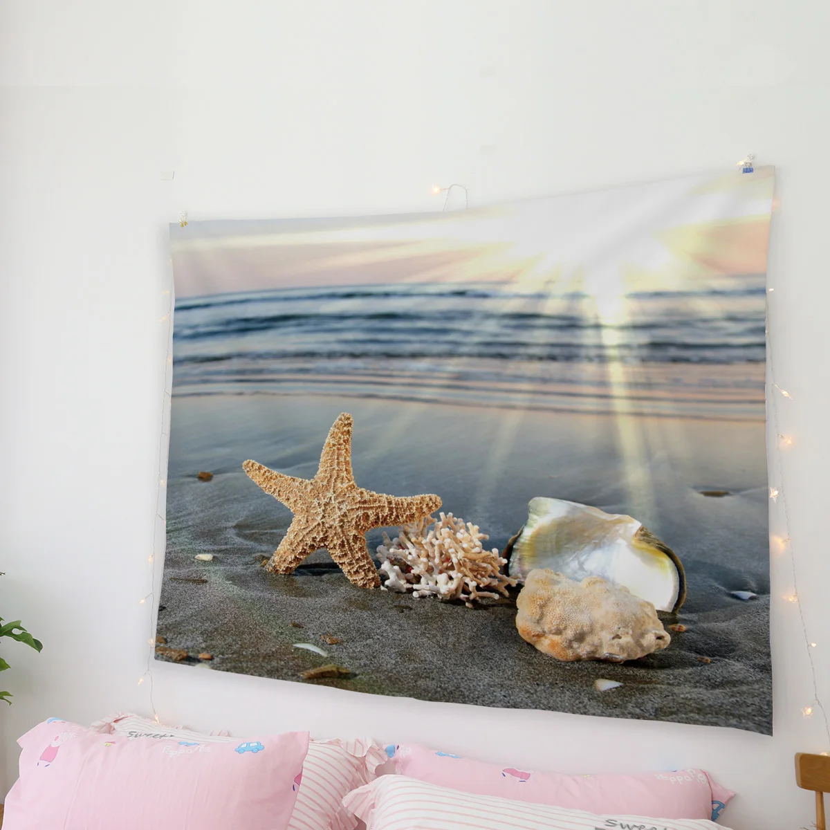Cartoon Sailboat Sea Shell Wall Hanging Décor Decor Tapestries Bedspread Tapestry Art Scarf Wrinkle-Resistant | Дом и сад