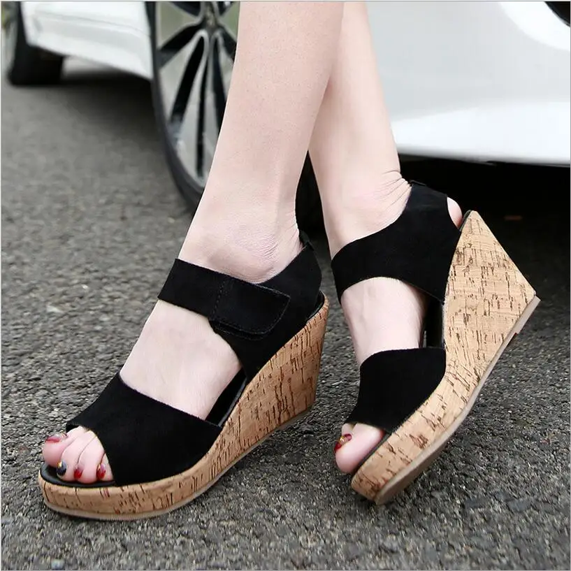 Новый Стиль платформа клин высокие каблуки женщин обувь плюс size35-43 Гладиатор