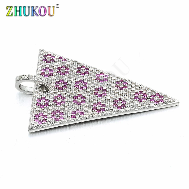25x40mm Brass Cubic Zirconia Triangle Charms Pendants for DIY Jewelry Findings Accessori Mixed Color Hole: 3.5mm Model: VD237 | Украшения и