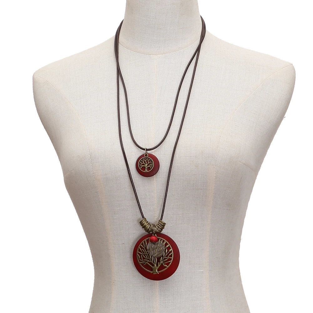 Модное ретро украшение кулон ожерелье дерево Круглый античная медь древо жизни